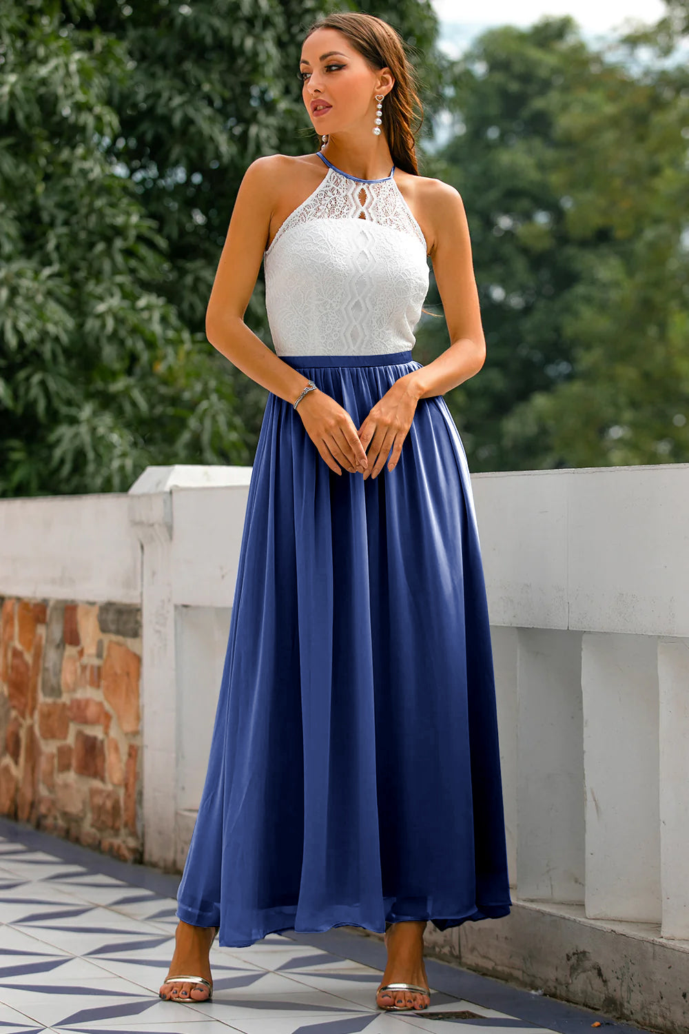 Claire | Women Wedding Guest Halter Maxi Dress 8