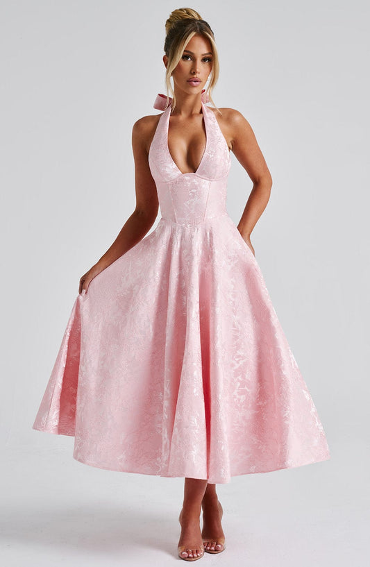 Clara | Women Wedding Guest Halter Midi Dress 0