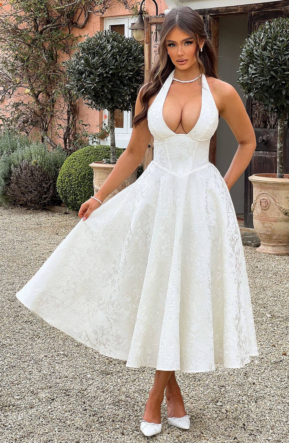 Clara | Women Wedding Guest Halter Midi Dress 6