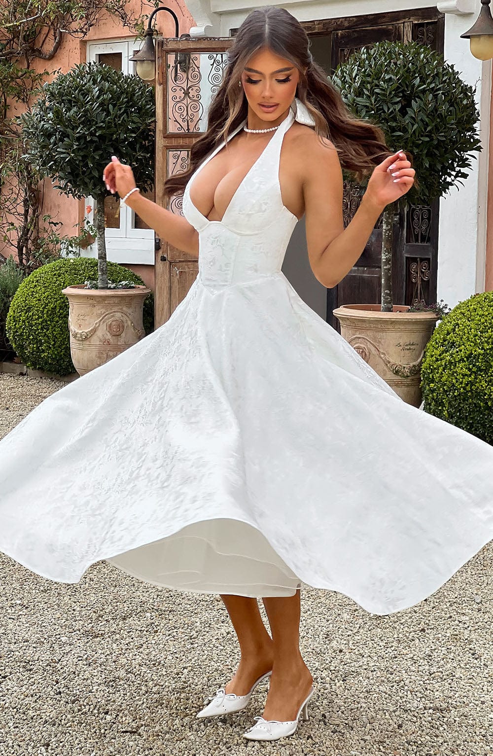 Clara | Women Wedding Guest Halter Midi Dress 8
