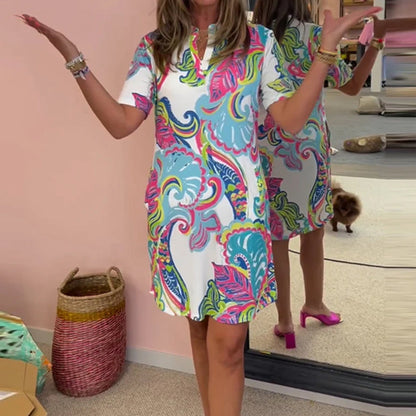 ARIA PRINTED SHIFT DRESS Olympus London