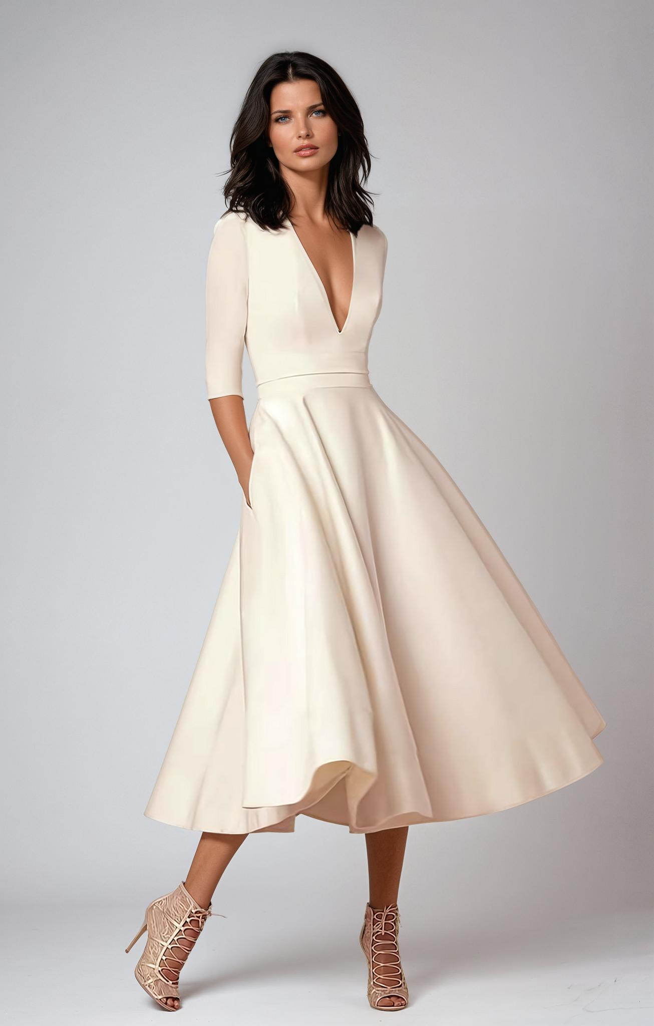 Daisy | Women Wedding Guest Flared Midi Dress 0