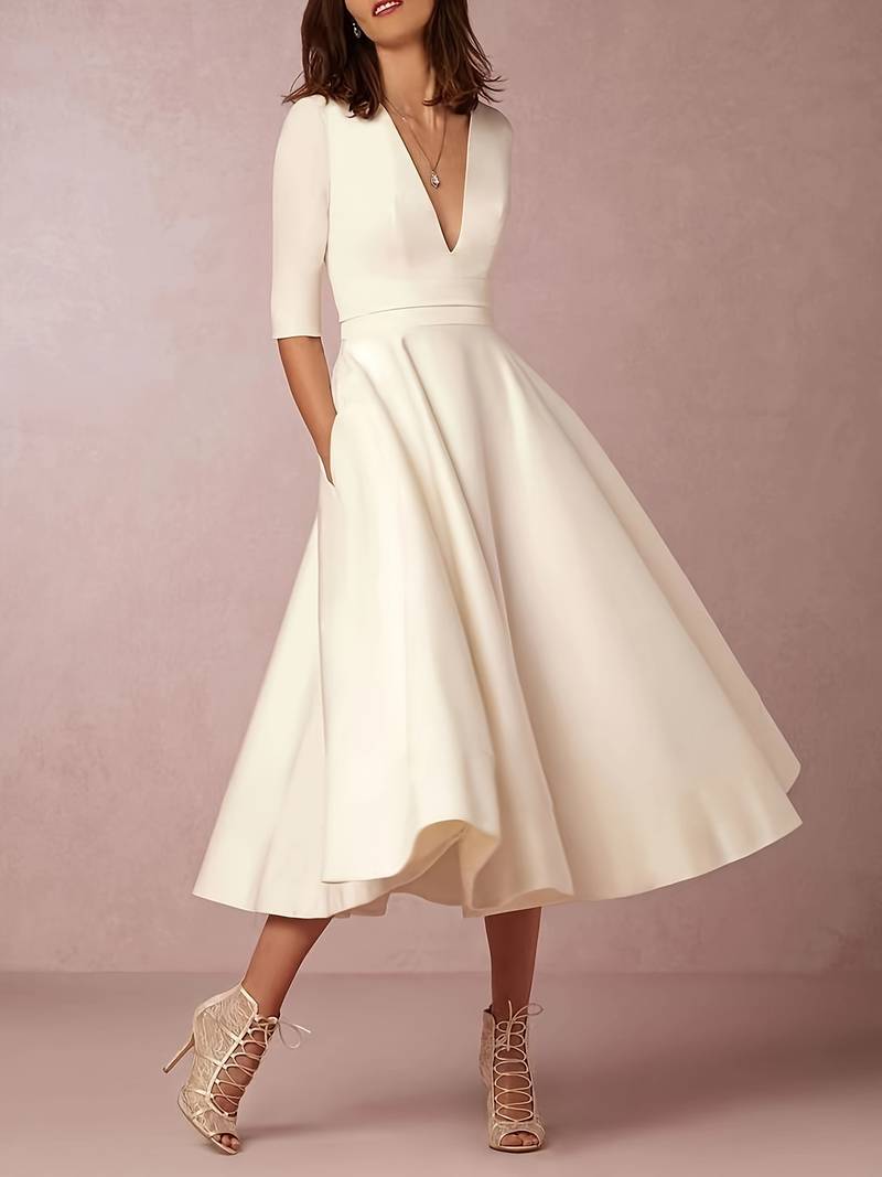Daisy | Women Wedding Guest Flared Midi Dress 3