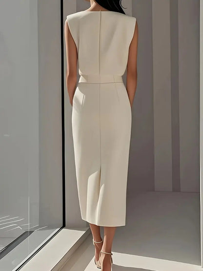 Dalia | Women's Midi Dress with Side Slit