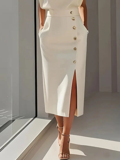 Dalia | Women's Midi Dress with Side Slit