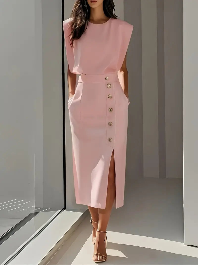 Dalia | Women's Midi Dress with Side Slit