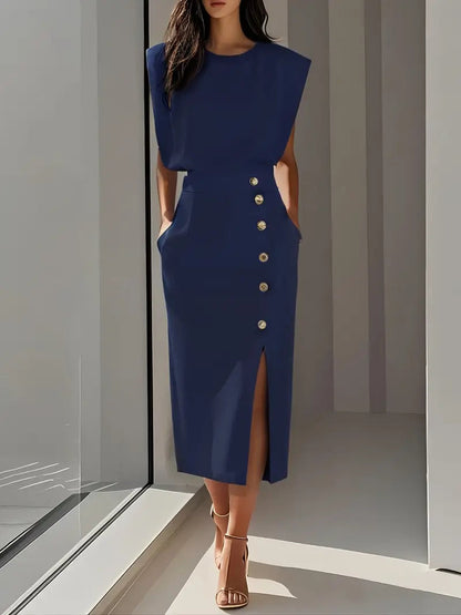 Dalia | Women's Midi Dress with Side Slit