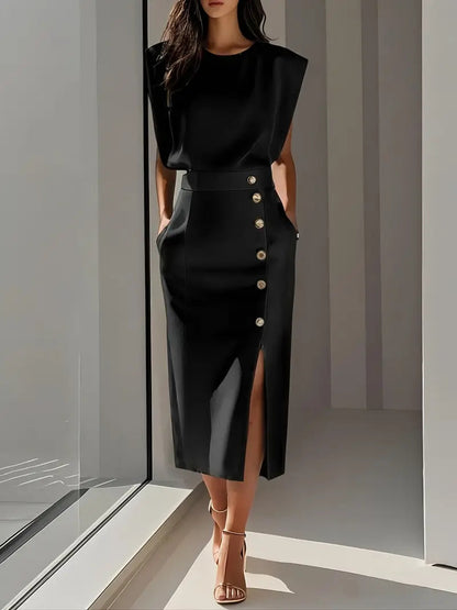 Dalia | Women's Midi Dress with Side Slit