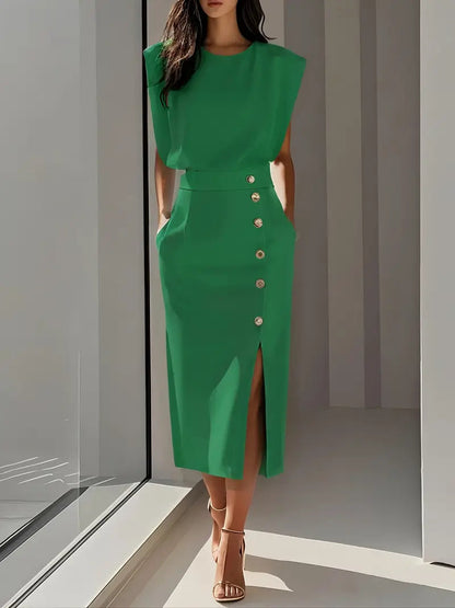 Dalia | Women's Midi Dress with Side Slit