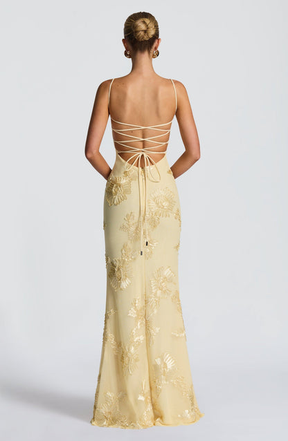 Emma | Women's Floral Embroidered Maxi Wedding Guest Dress 1