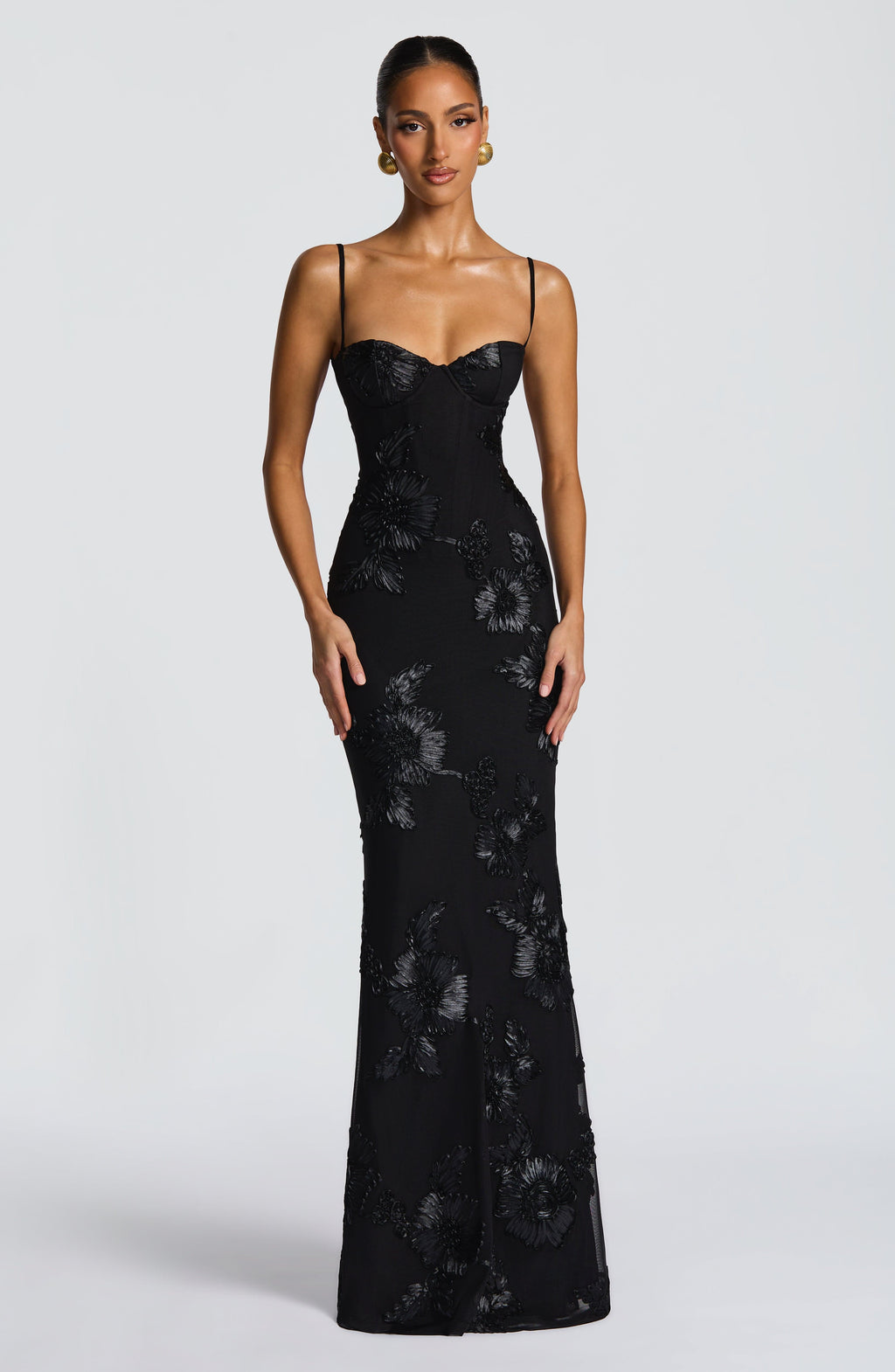 Emma | Women's Floral Embroidered Maxi Wedding Guest Dress 10