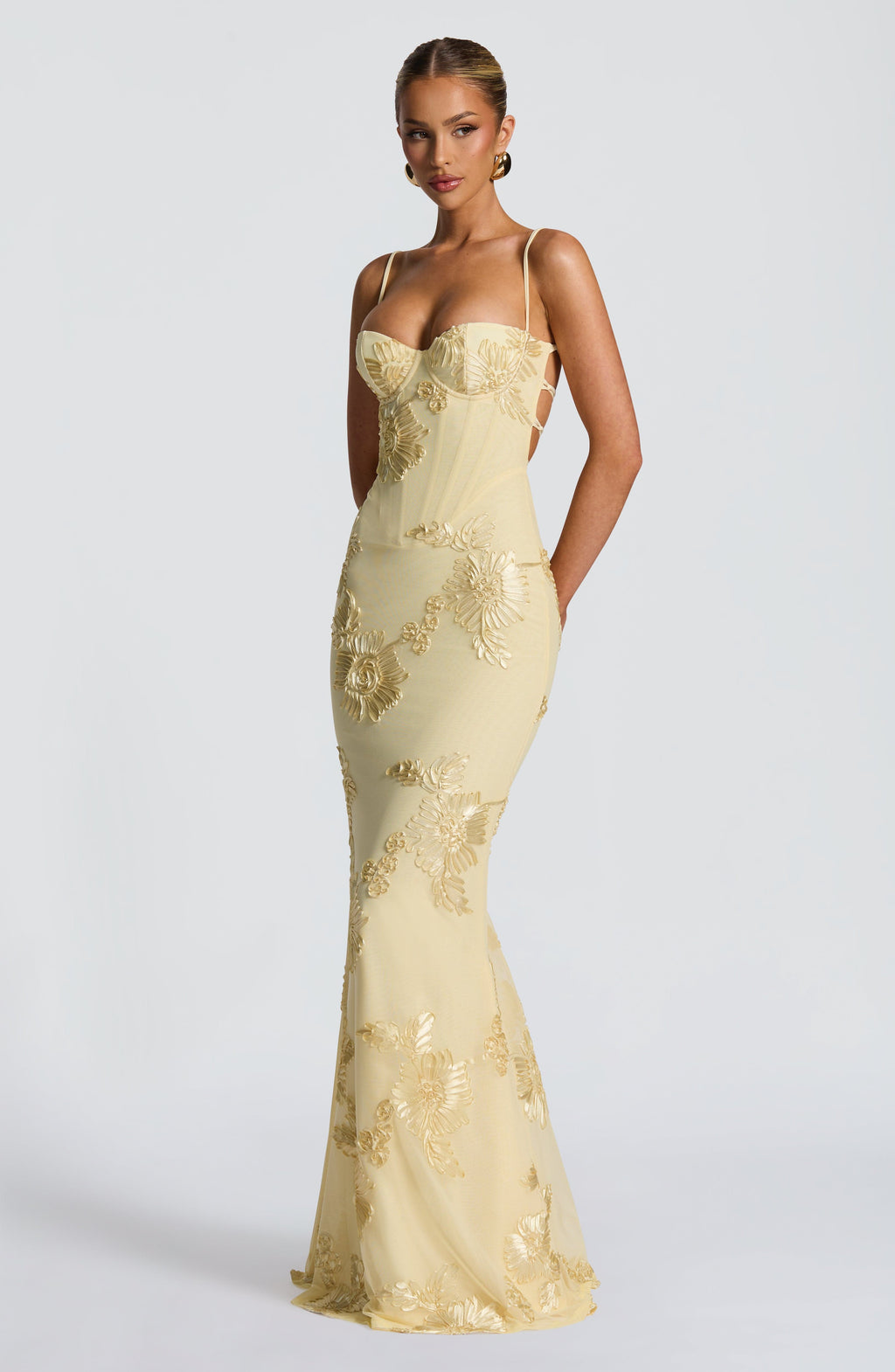 Emma | Women's Floral Embroidered Maxi Wedding Guest Dress 2