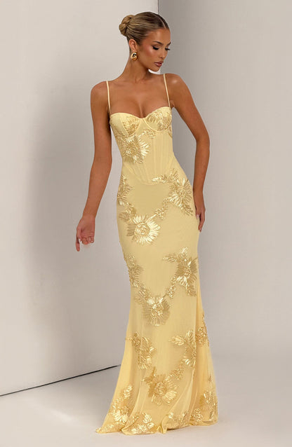 Emma | Women's Floral Embroidered Maxi Wedding Guest Dress 6