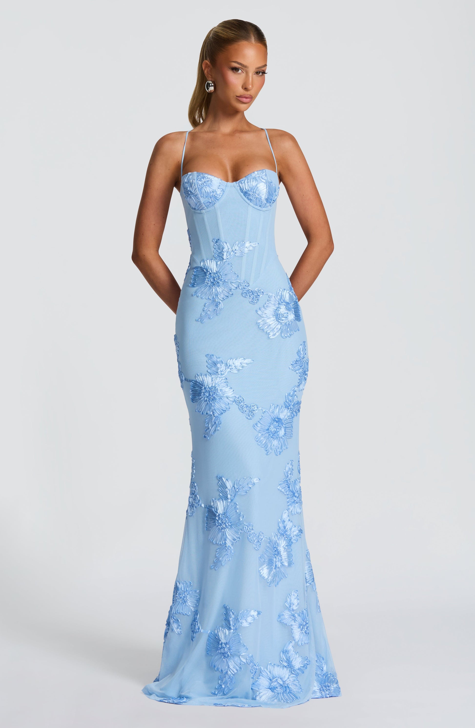 Emma | Women's Floral Embroidered Maxi Wedding Guest Dress 9