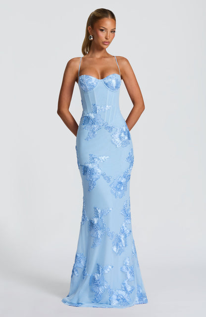 Emma | Women's Floral Embroidered Maxi Wedding Guest Dress 9