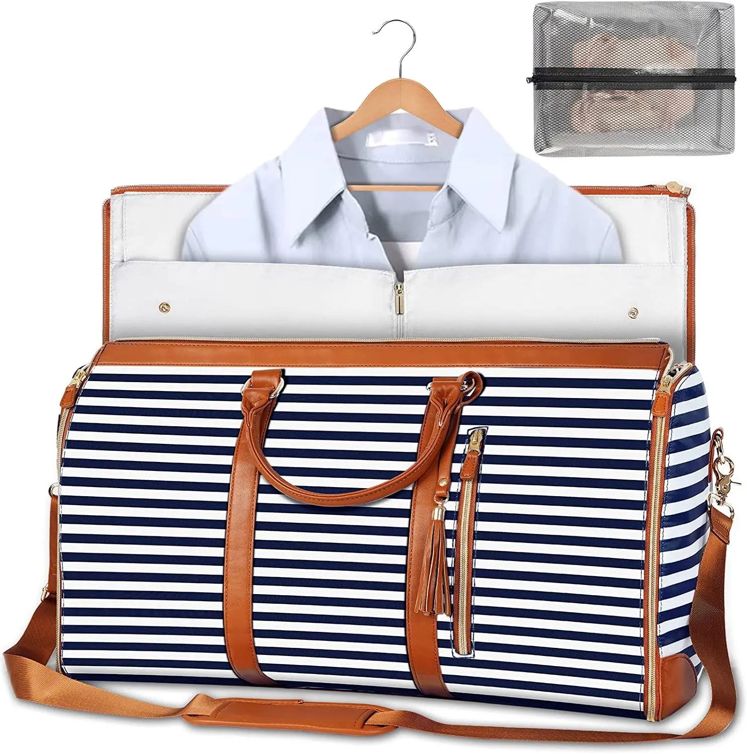 Travel Garment Bag – Foldable PU Leather Suit Carrier for Wrinkle-Free & Stylish Travel BULLCAPTAIN