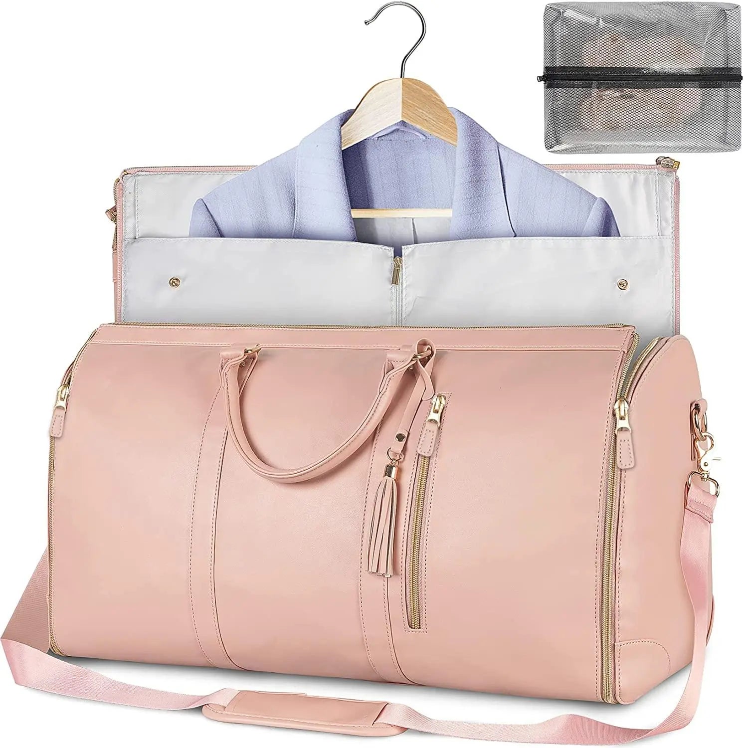 Travel Garment Bag – Foldable PU Leather Suit Carrier for Wrinkle-Free & Stylish Travel BULLCAPTAIN