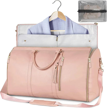 Travel Garment Bag – Foldable PU Leather Suit Carrier for Wrinkle-Free & Stylish Travel BULLCAPTAIN