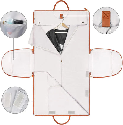 Travel Garment Bag – Foldable PU Leather Suit Carrier for Wrinkle-Free & Stylish Travel BULLCAPTAIN