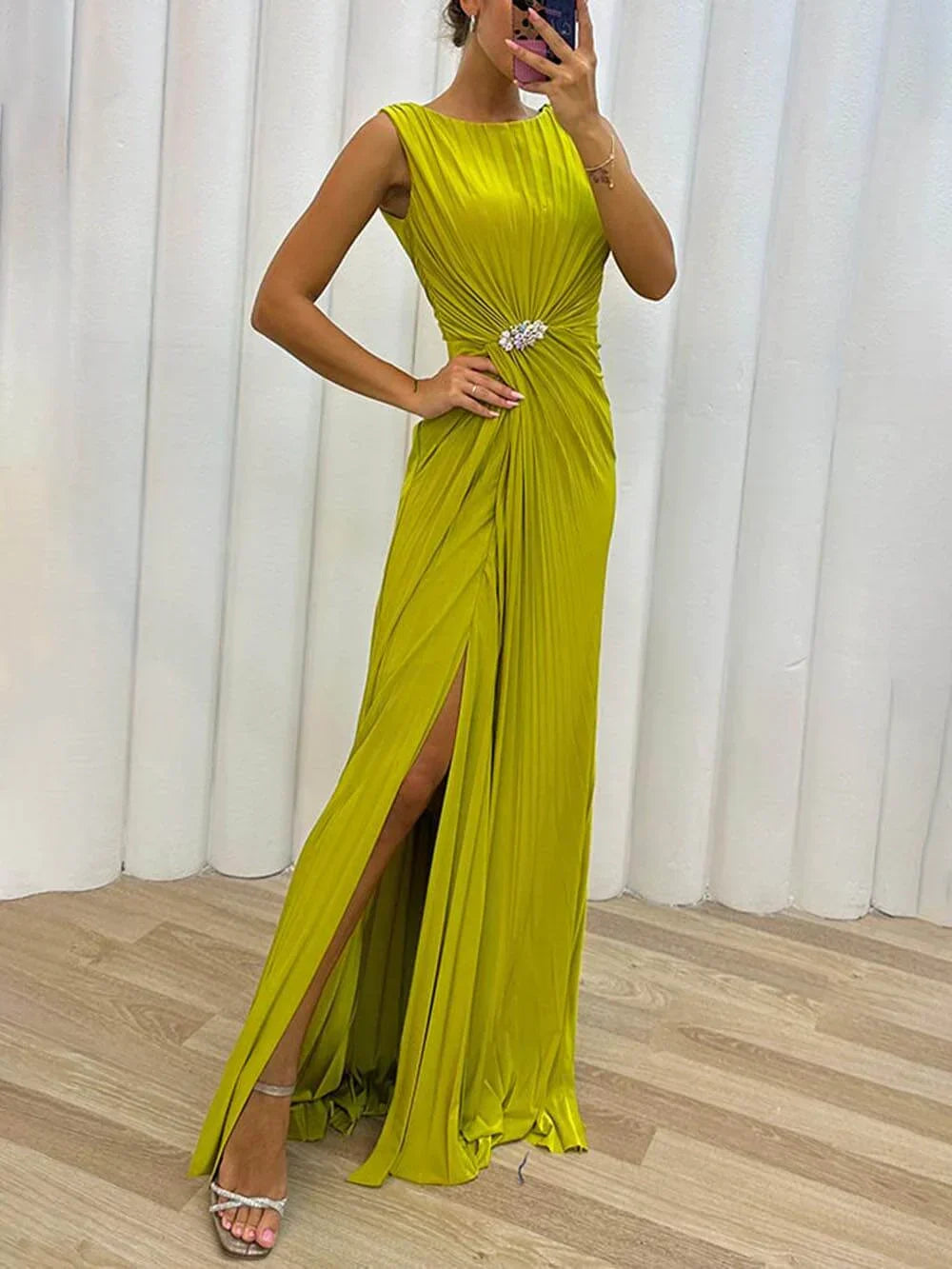 Freesia | Women's Wedding Guest Pleated Maxi Dress Evening 0