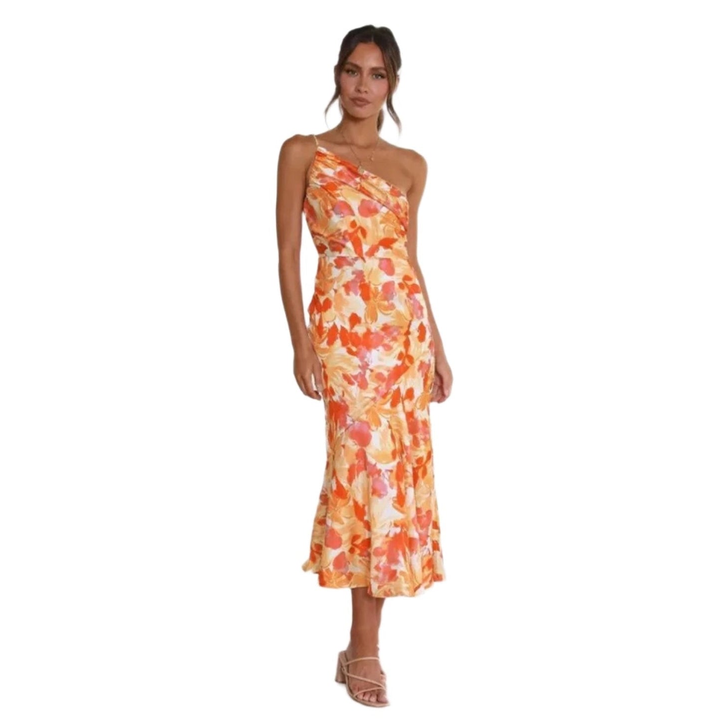 Genevieve | Women's Wedding Guest Floral Asymmetric Midi Dress 0