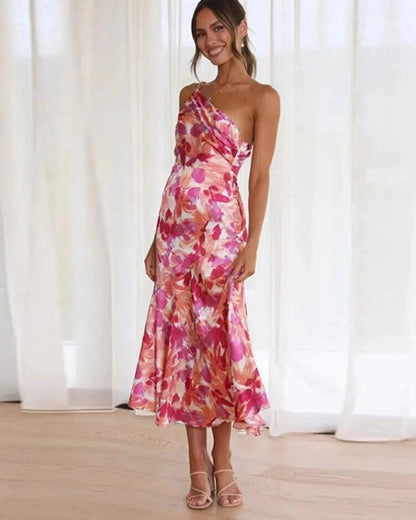 Genevieve | Women's Wedding Guest Floral Asymmetric Midi Dress 1