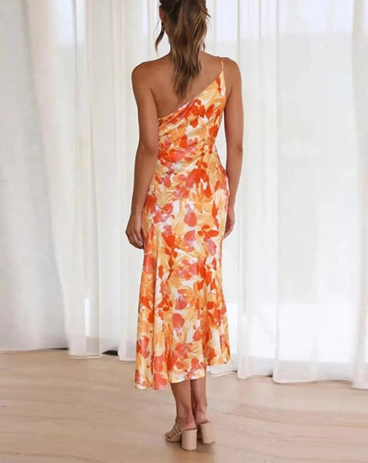 Genevieve | Women's Wedding Guest Floral Asymmetric Midi Dress 8