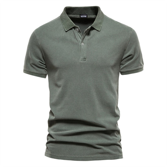 Men's Slim Fit Polo Shirt with Classic Collar and Button Placket