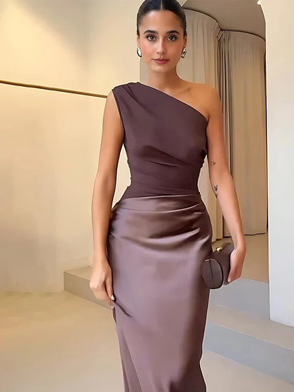 Griselda | One-Shoulder Satin Maxi Dress