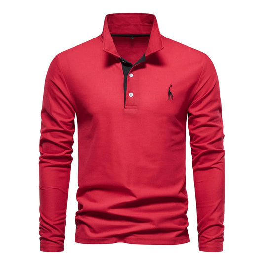 Men’s Long Sleeve Polo Jumper with Button Placket and Collar