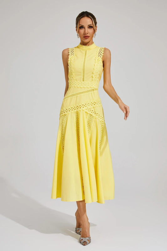 Hailey | Women's Sleeveless Lace Midi Wedding Guest Dress 0