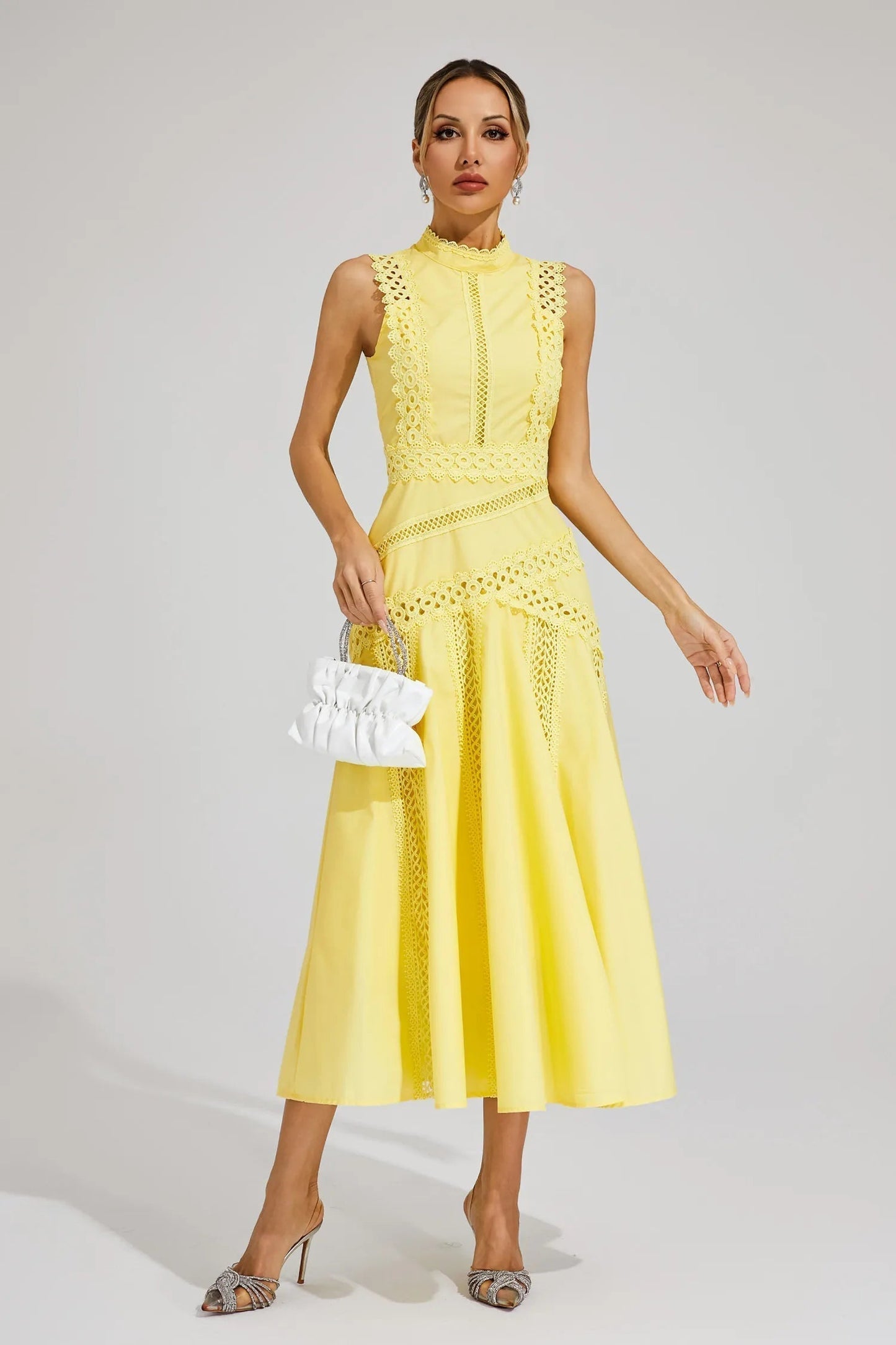 Hailey | Women's Sleeveless Lace Midi Wedding Guest Dress 2
