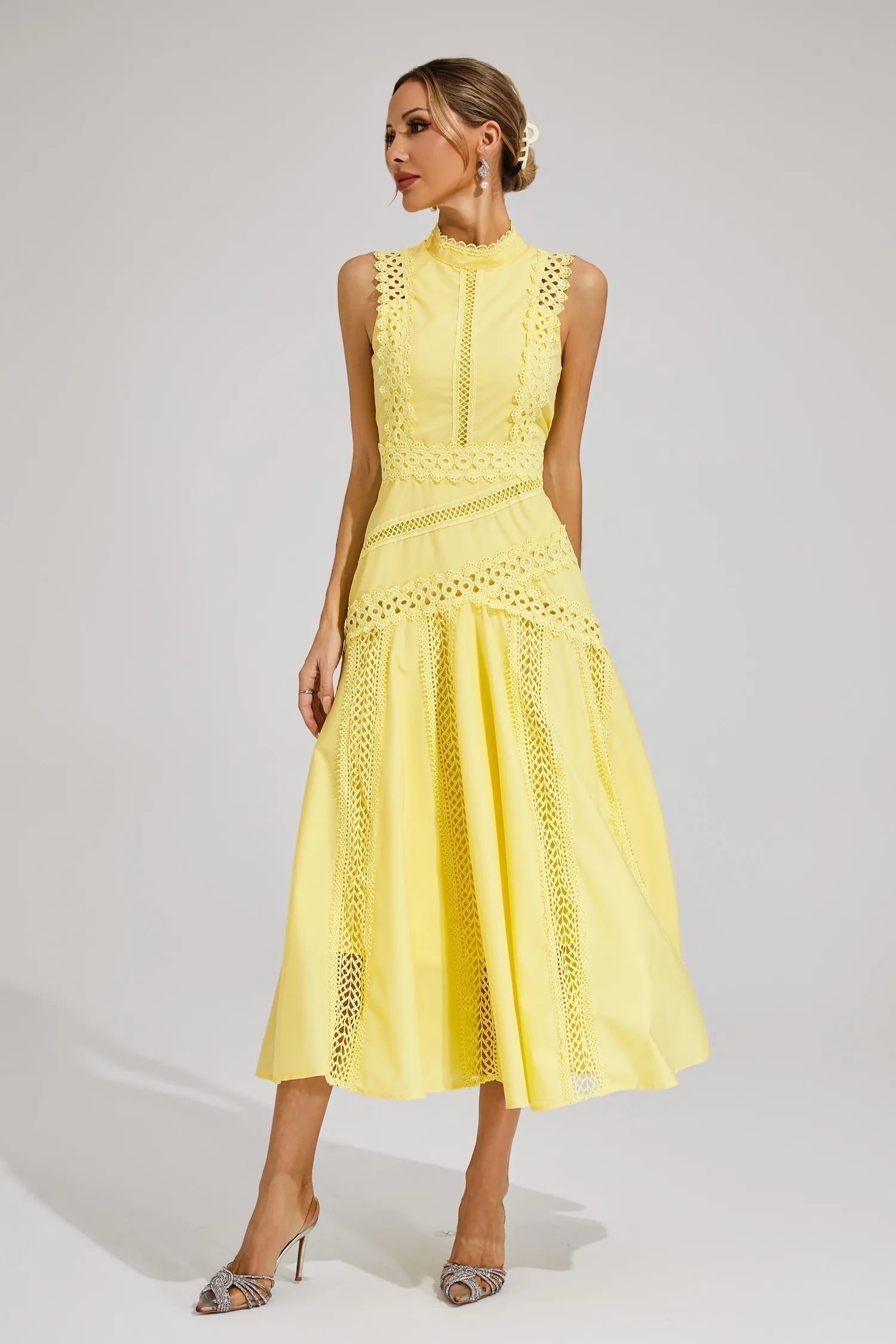 Hailey | Women's Sleeveless Lace Midi Wedding Guest Dress 3