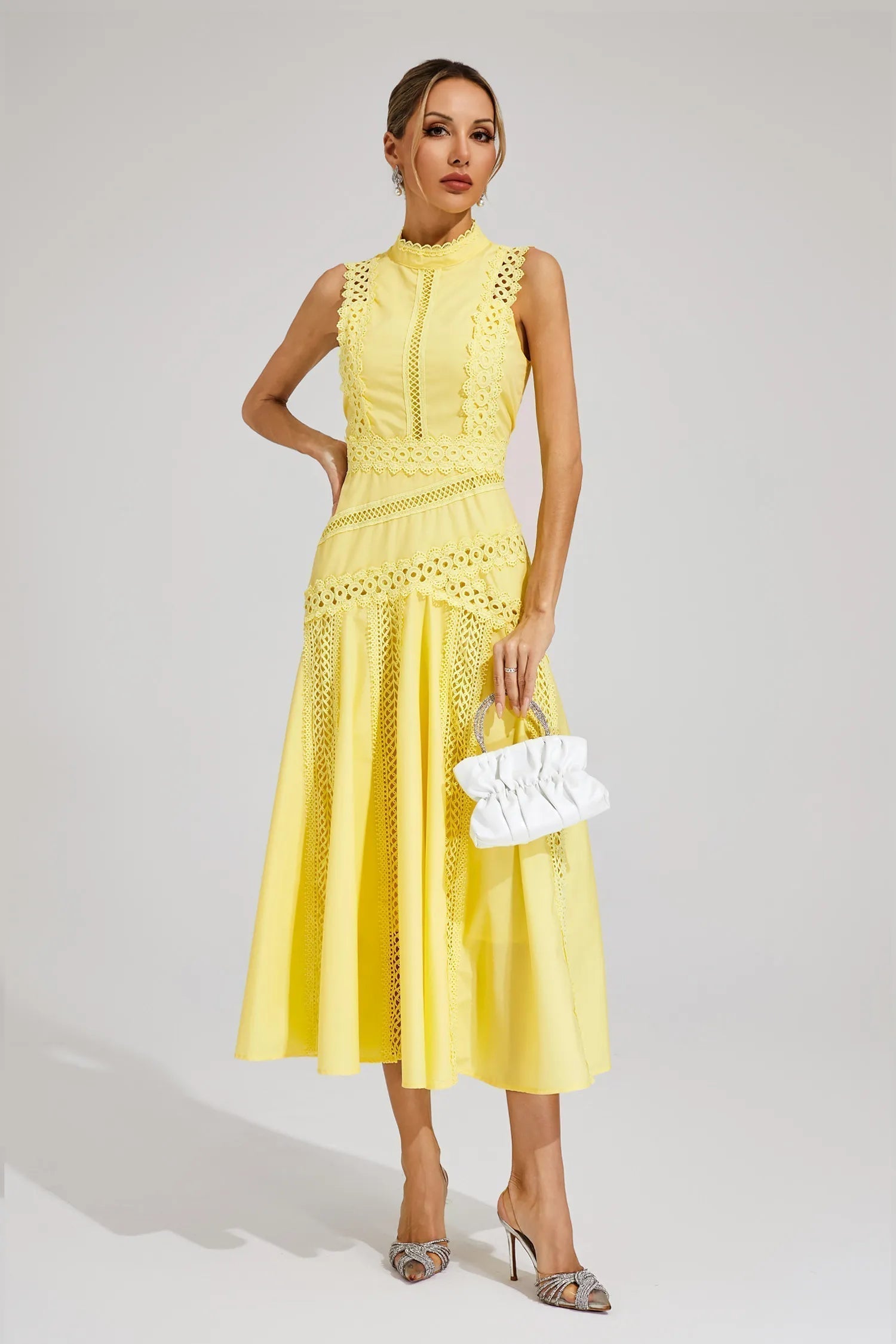 Hailey | Women's Sleeveless Lace Midi Wedding Guest Dress 4