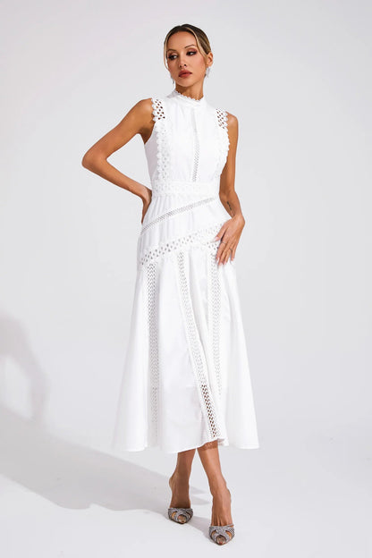 Hailey | Women's Sleeveless Lace Midi Wedding Guest Dress 6