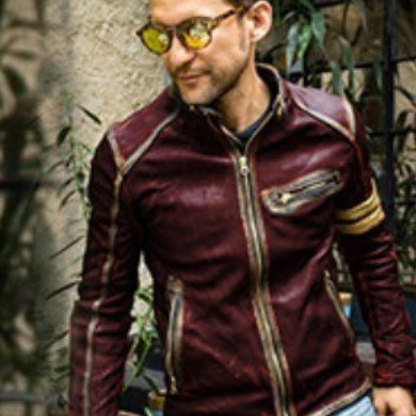 Handmade Distressed Biker PU Leather Jacket