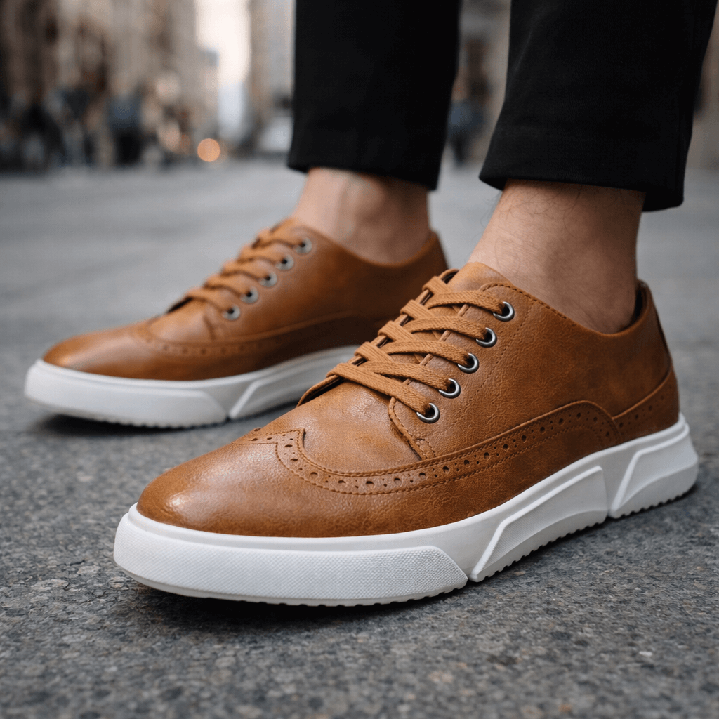 Harrington Collection | Mens Leather Trainers with Brogue Detailing | Comfortable Footwear for Effortless Style 0