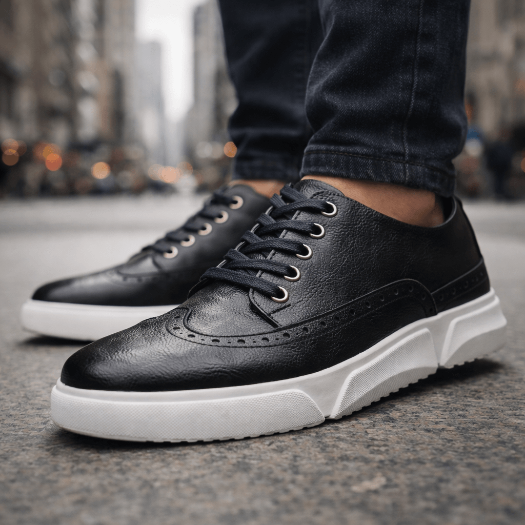 Harrington Collection | Mens Leather Trainers with Brogue Detailing | Comfortable Footwear for Effortless Style 3