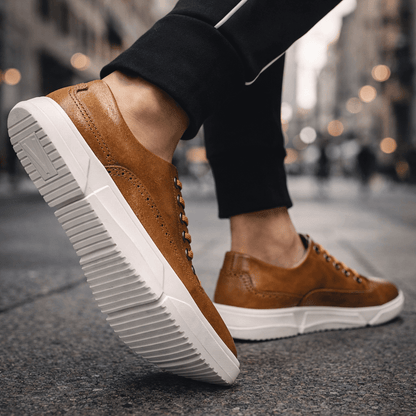 Harrington Collection | Mens Leather Trainers with Brogue Detailing | Comfortable Footwear for Effortless Style 5