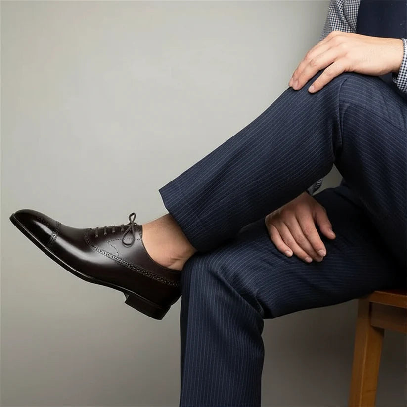 Henry | Men’s Black Leather Brogue Shoes Casual Elegant For Formal Events 3