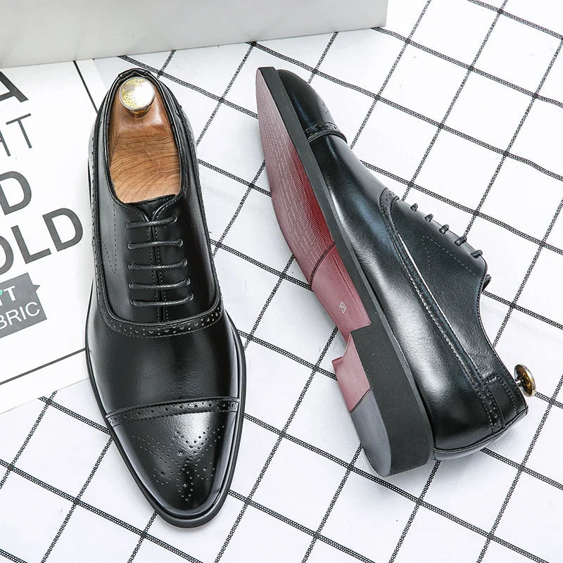 Henry | Men’s Black Leather Brogue Shoes Casual Elegant For Formal Events 5