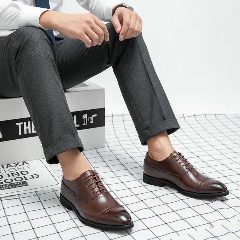 Henry | Men’s Black Leather Brogue Shoes Casual Elegant For Formal Events 6