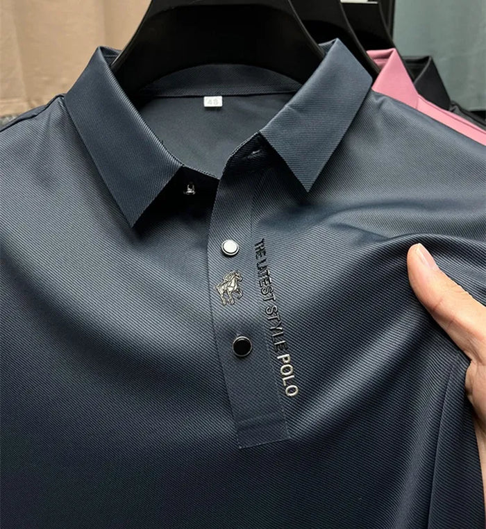 Henry | Men’s Marine Blue Cotton Polo Shirt | Breathable, Modern Fit | Everyday Wear 0