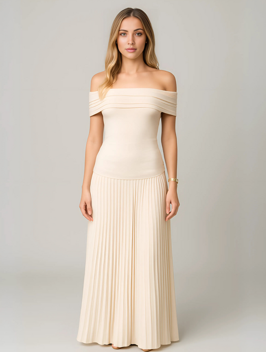 Isabel | Women Wedding Guest Pleated Maxi Dress 0