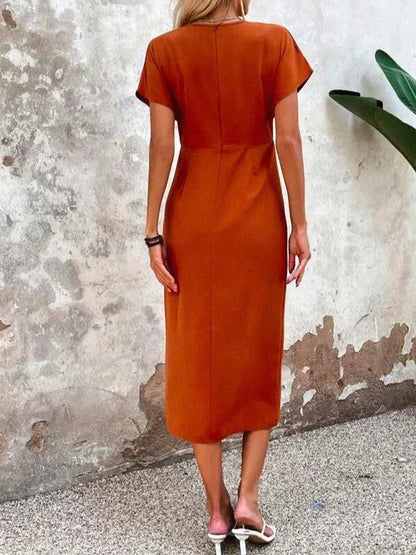 Jacklyn | Women's Wrap V Neck Midi Wedding Guest Dress 4