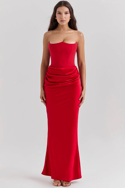 Joanna | Women Wedding Guest Strapless Maxi Dress 3