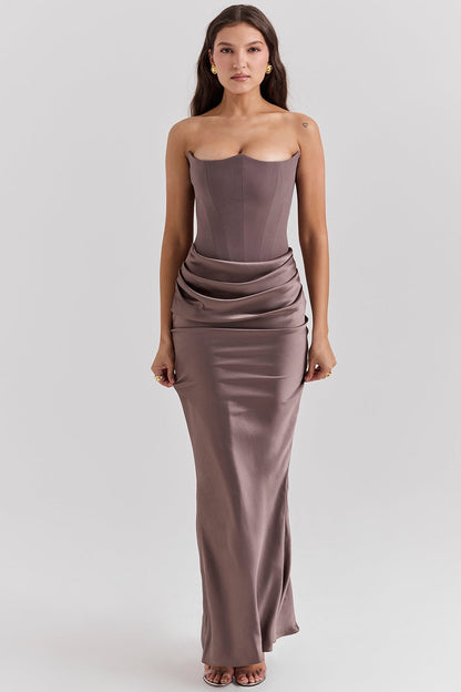 Joanna | Women Wedding Guest Strapless Maxi Dress 9
