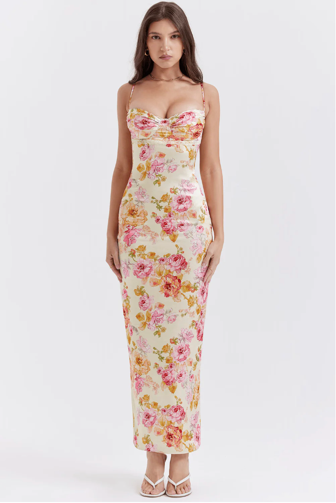 Katherine | Women's Wedding Guest Floral Spaghetti Strap Dress 3