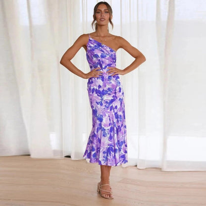 Kathy™ | Women's Maxi Dress with Asymmetrical Cut and Floral Pattern 4