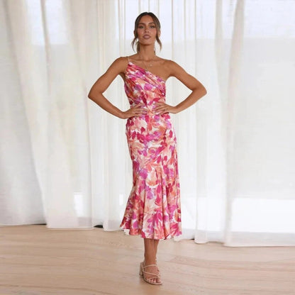 Kathy™ | Women's Maxi Dress with Asymmetrical Cut and Floral Pattern 8